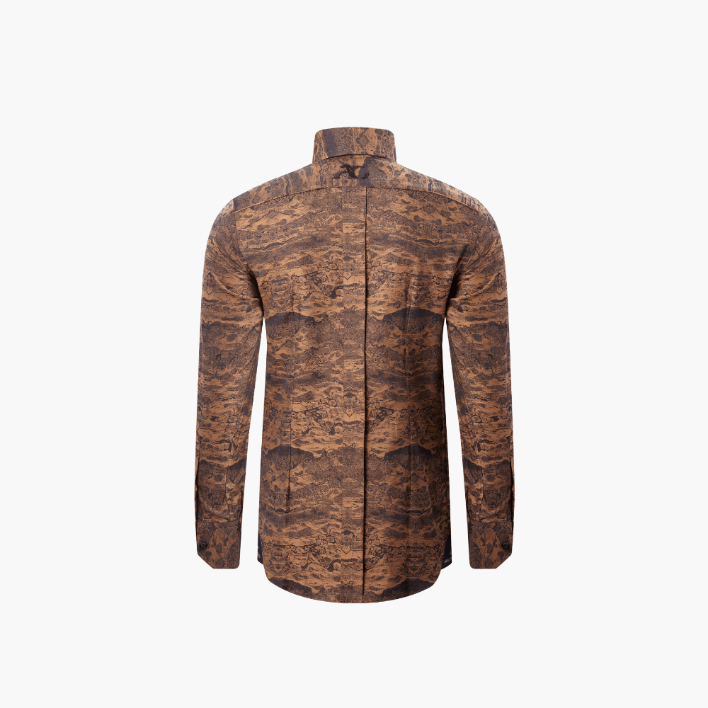 Brown Cotton Landscape Mason Shirt - Angelo Galasso - Luxury Italian Menswear London