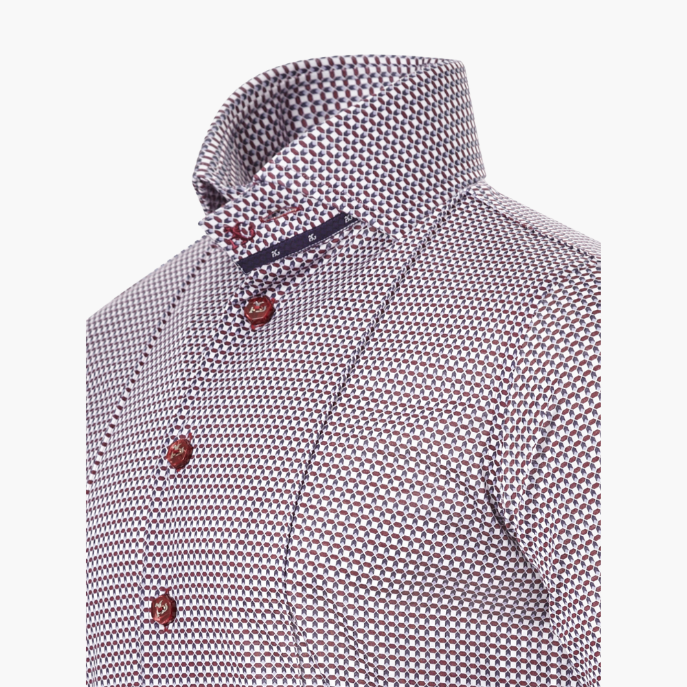 Blue &  Bordeaux Geometric Print Mason Shirt -