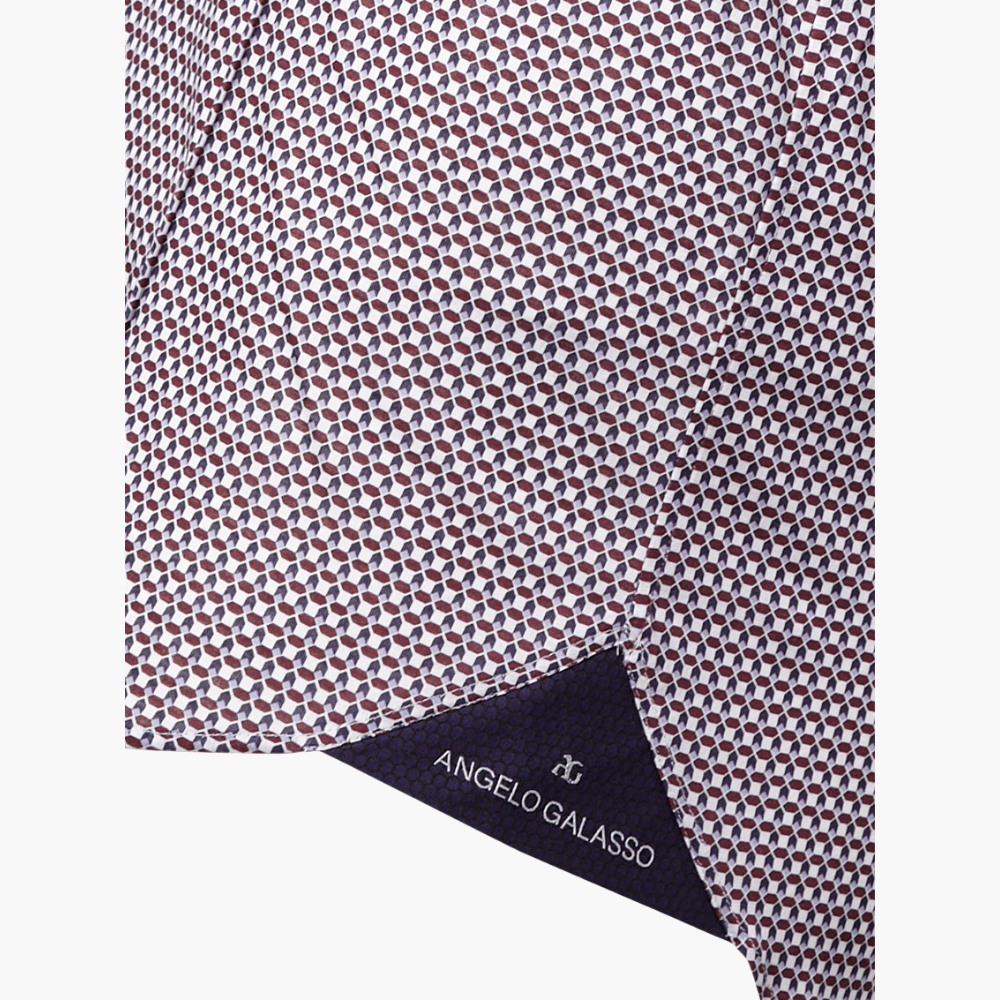 Blue &  Bordeaux Geometric Print Mason Shirt -