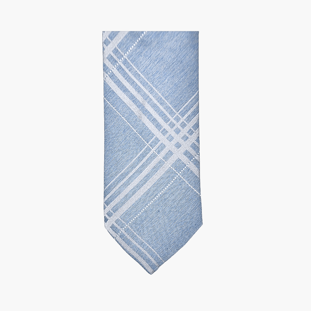 Light Blue Checkered Tie - Angelo Galasso - Luxury Italian Menswear London