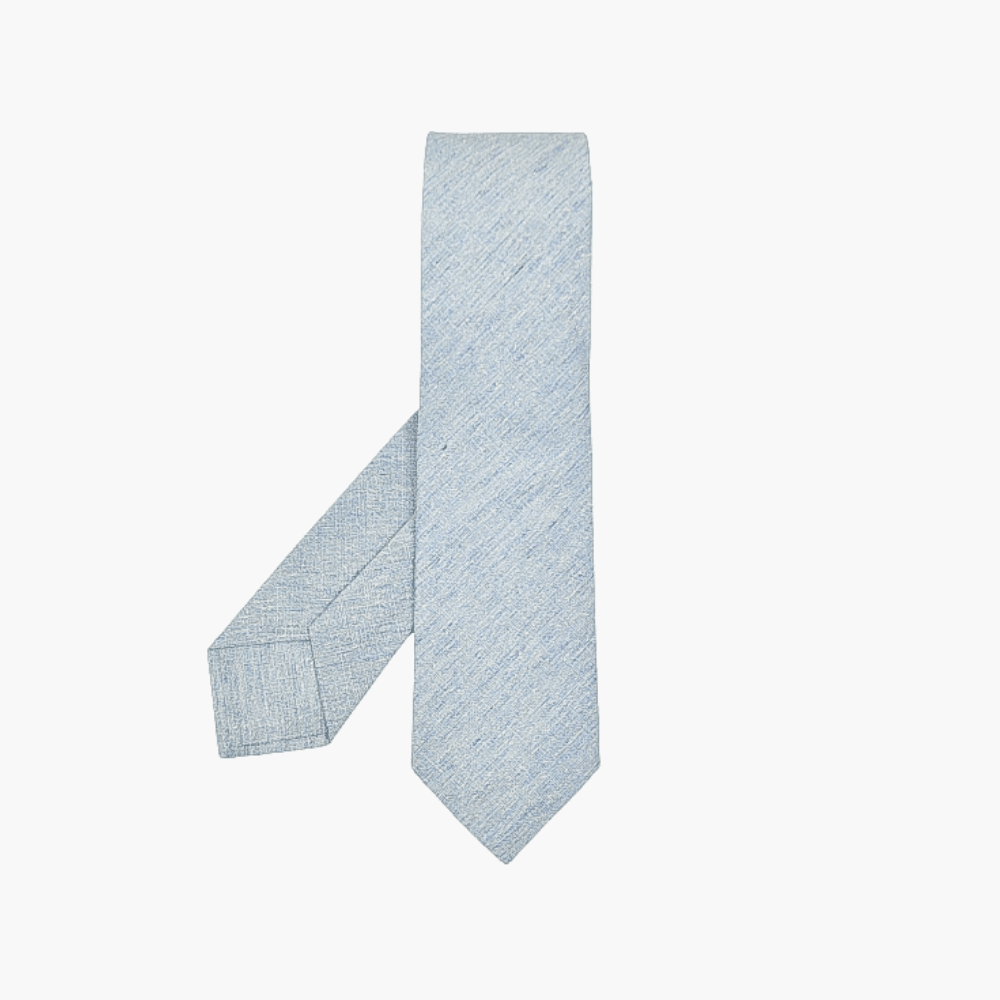 Light Blue Wool Tie - Angelo Galasso - Luxury Italian Menswear London