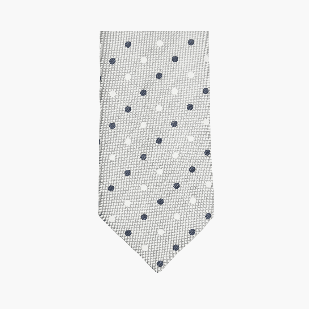 Grey Polka Dot Tie - Angelo Galasso - Luxury Italian Menswear London