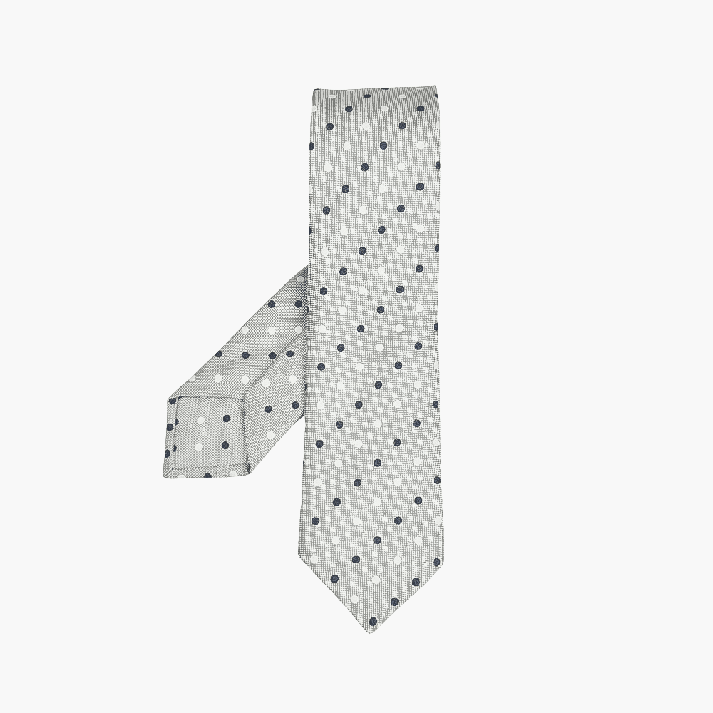 Grey Polka Dot Tie - Angelo Galasso - Luxury Italian Menswear London