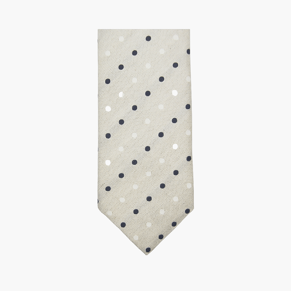 Beige Polka Dot Tie - Angelo Galasso - Luxury Italian Menswear London