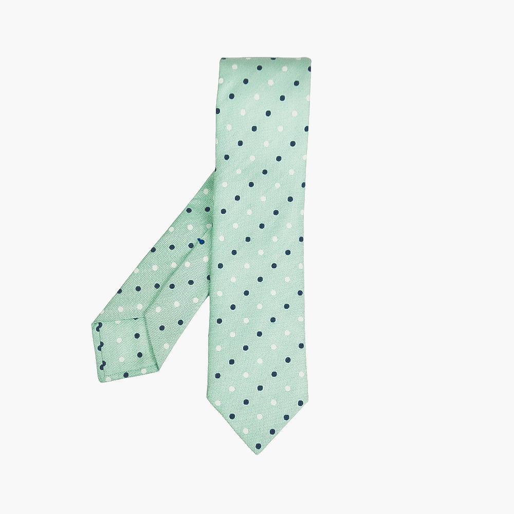 Mint Green Polka Dot Tie - Angelo Galasso - Luxury Italian Menswear London