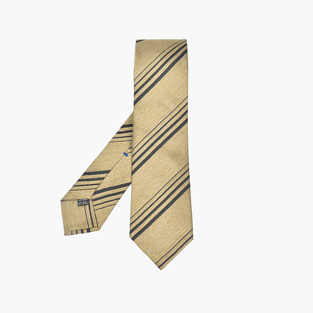 Angelo Galasso Beige Regimental Tie - Angelo Galasso - Luxury Italian Menswear London