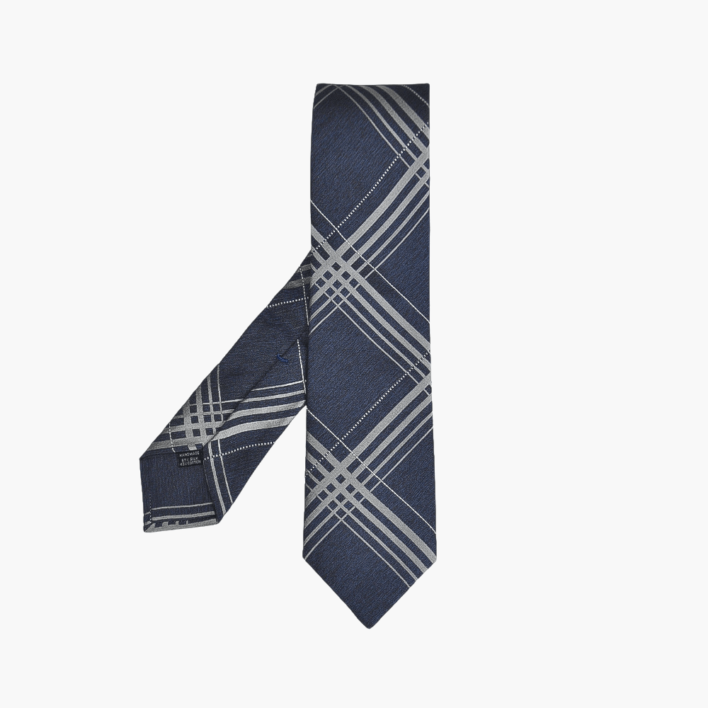 Blue Checkered Tie - Angelo Galasso - Luxury Italian Menswear London