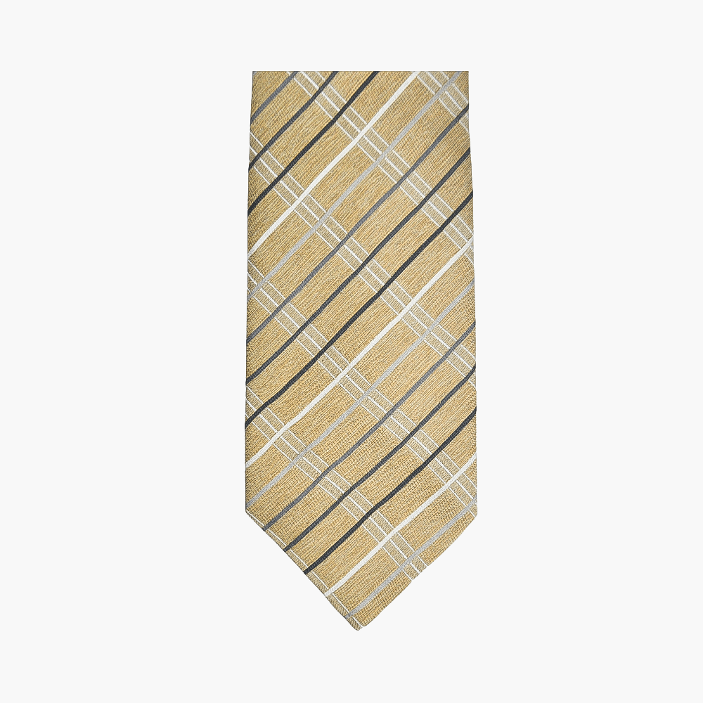 Beige Striped Tie - Angelo Galasso - Luxury Italian Menswear London