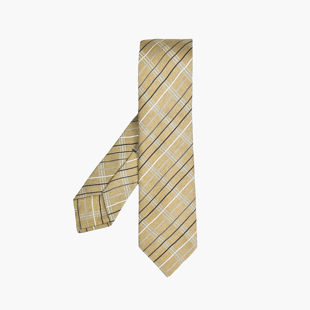 Beige Striped Tie - Angelo Galasso - Luxury Italian Menswear London