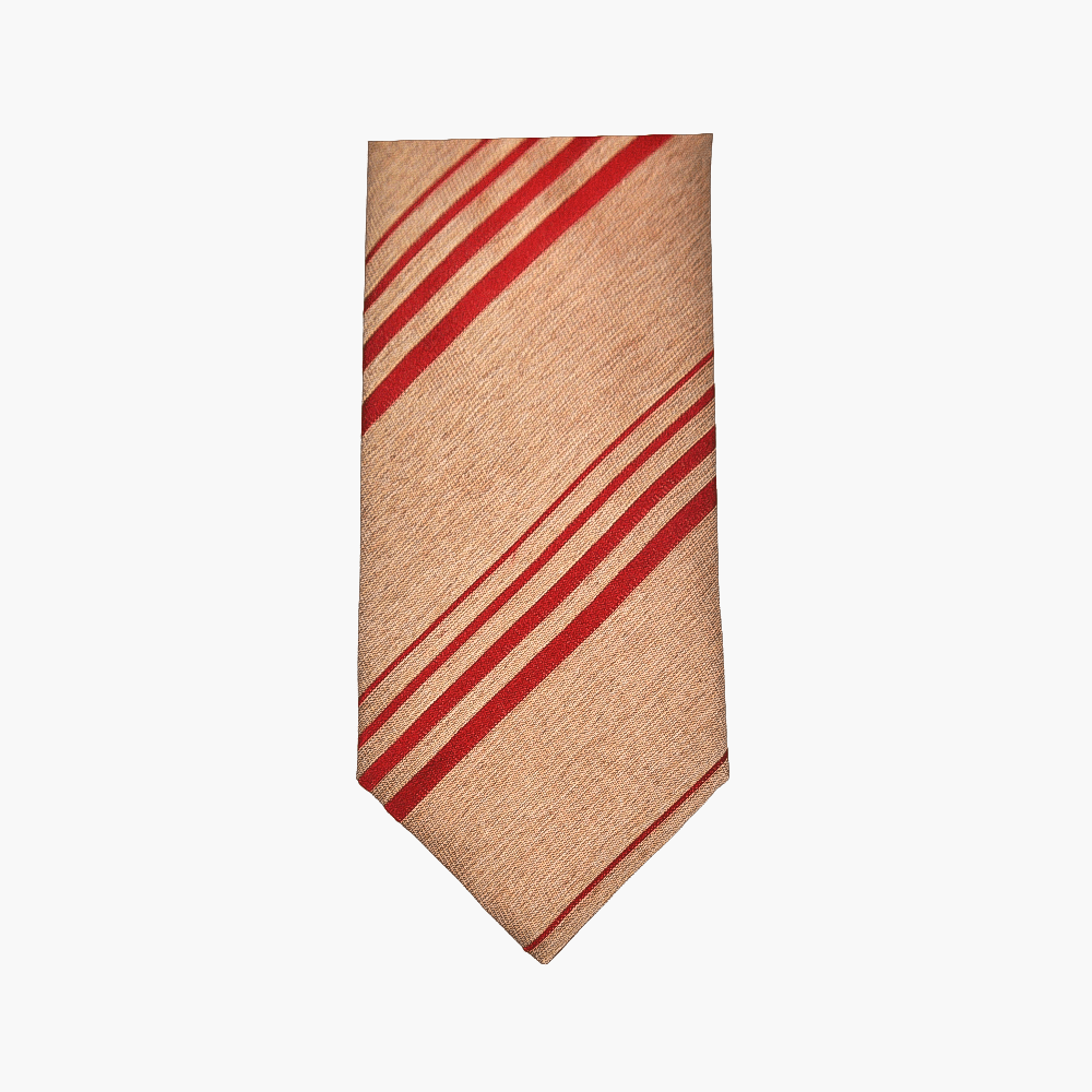 Beige & Red Regimental Tie - Angelo Galasso - Luxury Italian Menswear London