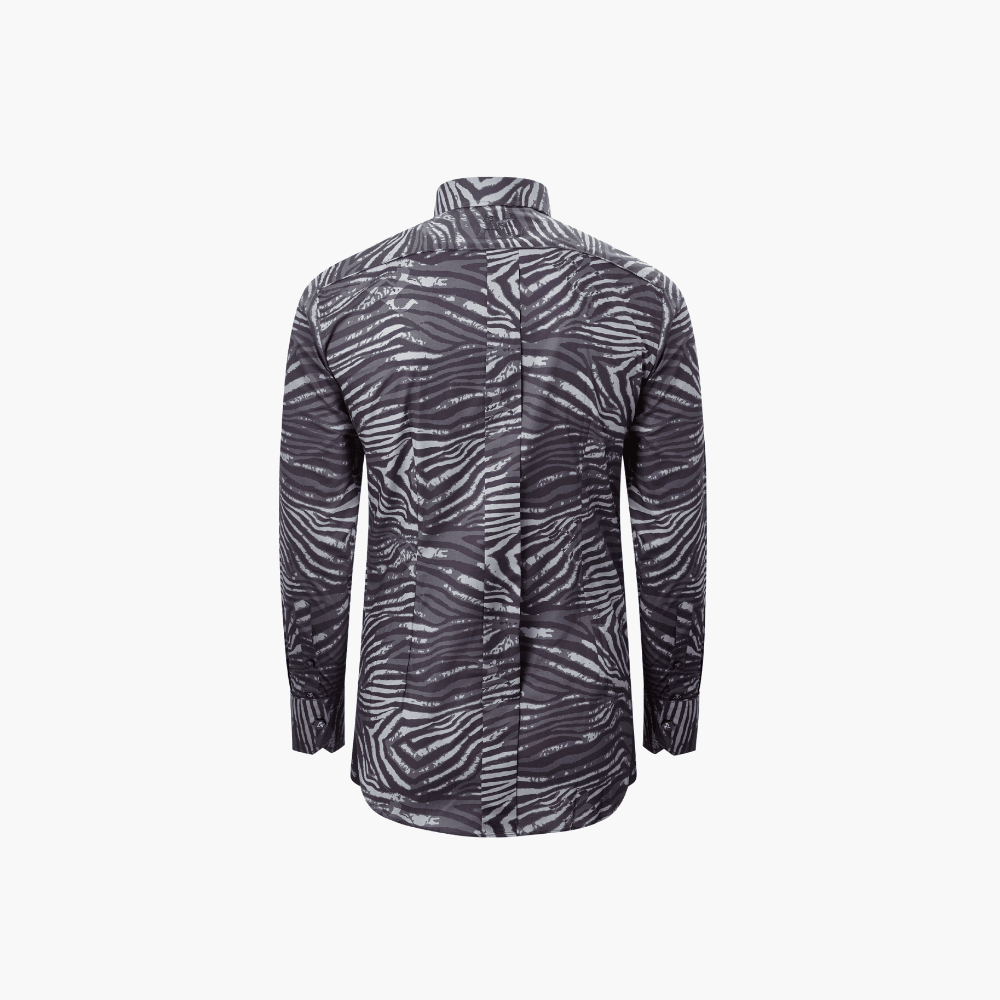 Grey Tiger Print Italia Shirt - Angelo Galasso - Luxury Italian Menswear London