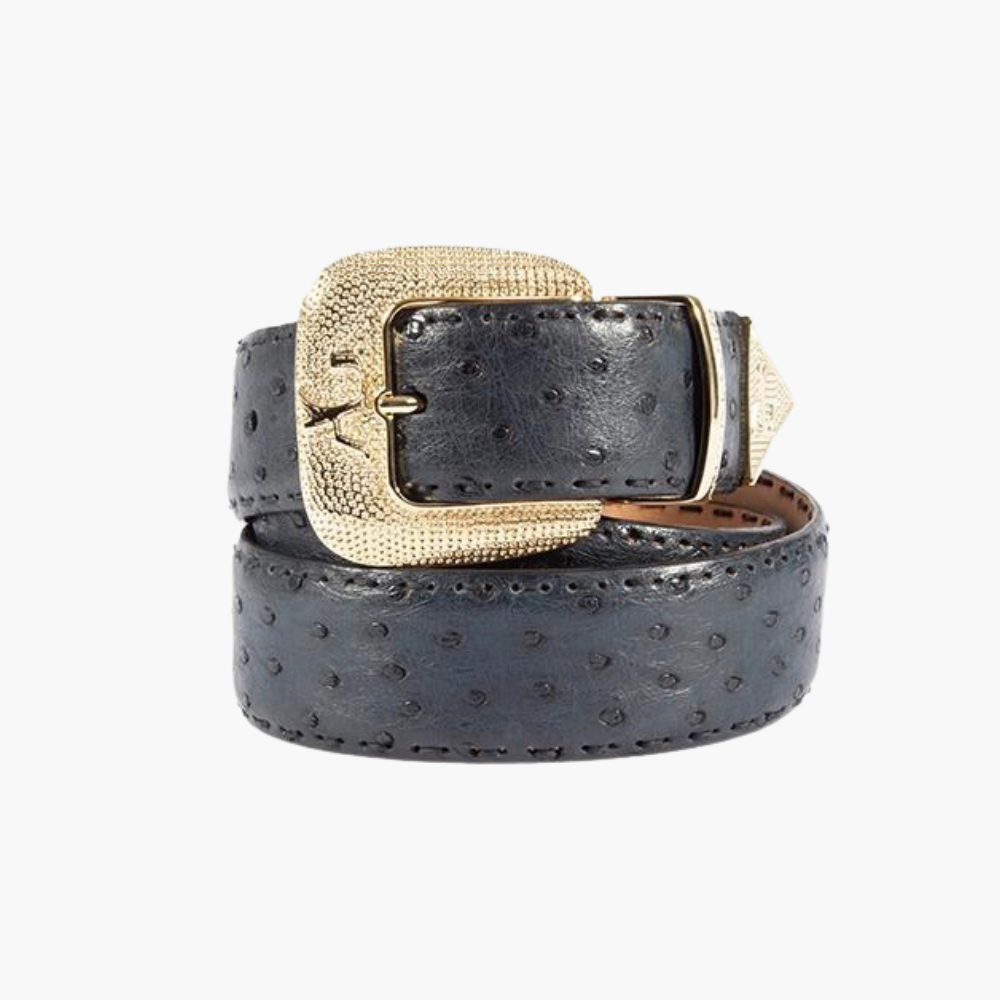 Blue Ostrich Belt - 17SCCOL05F