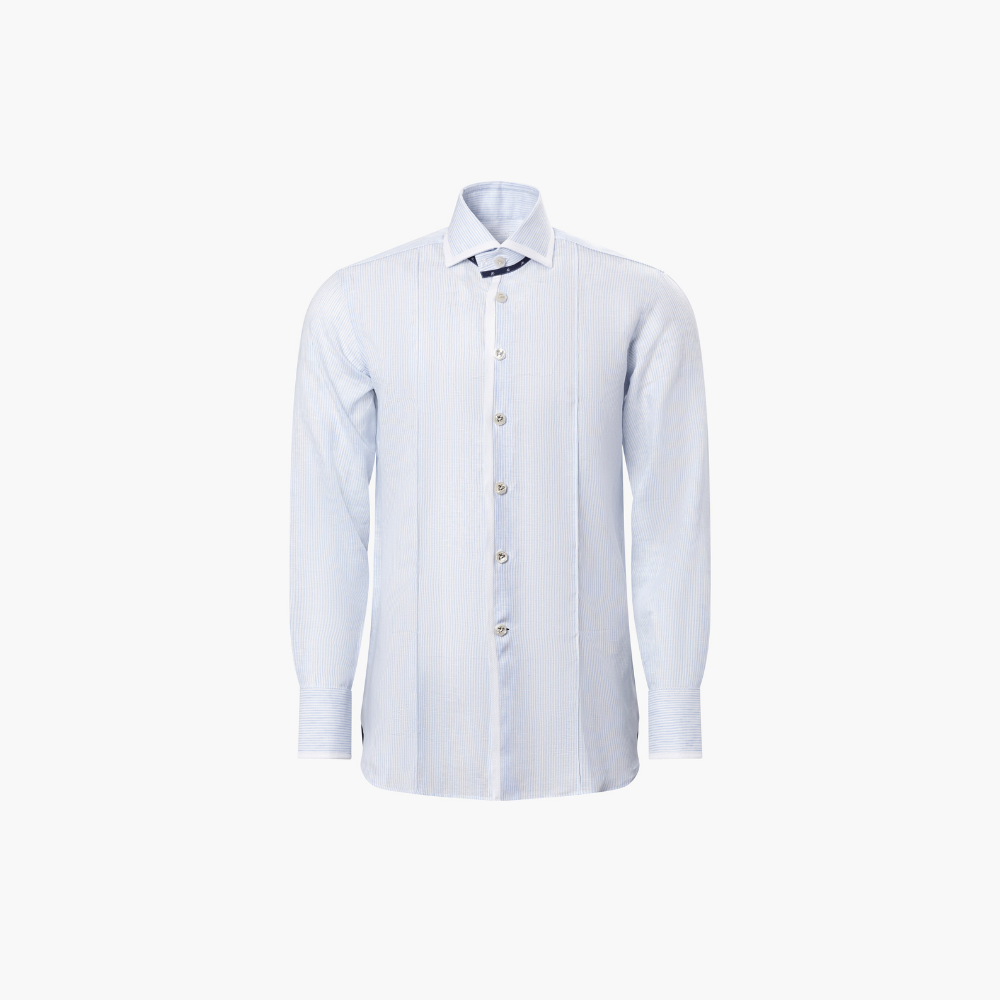 White and Light Blue Striped Mason Shirt -