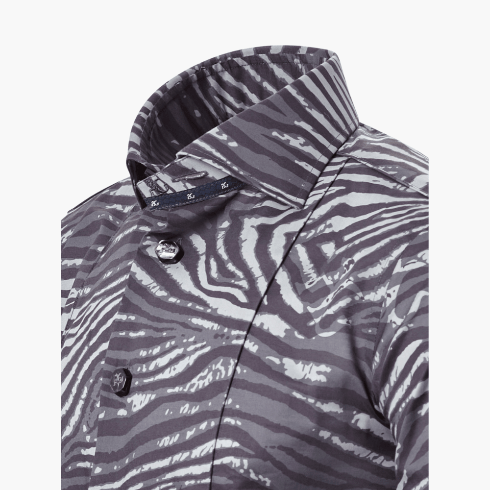 Grey Tiger Print Italia Shirt - Angelo Galasso - Luxury Italian Menswear London
