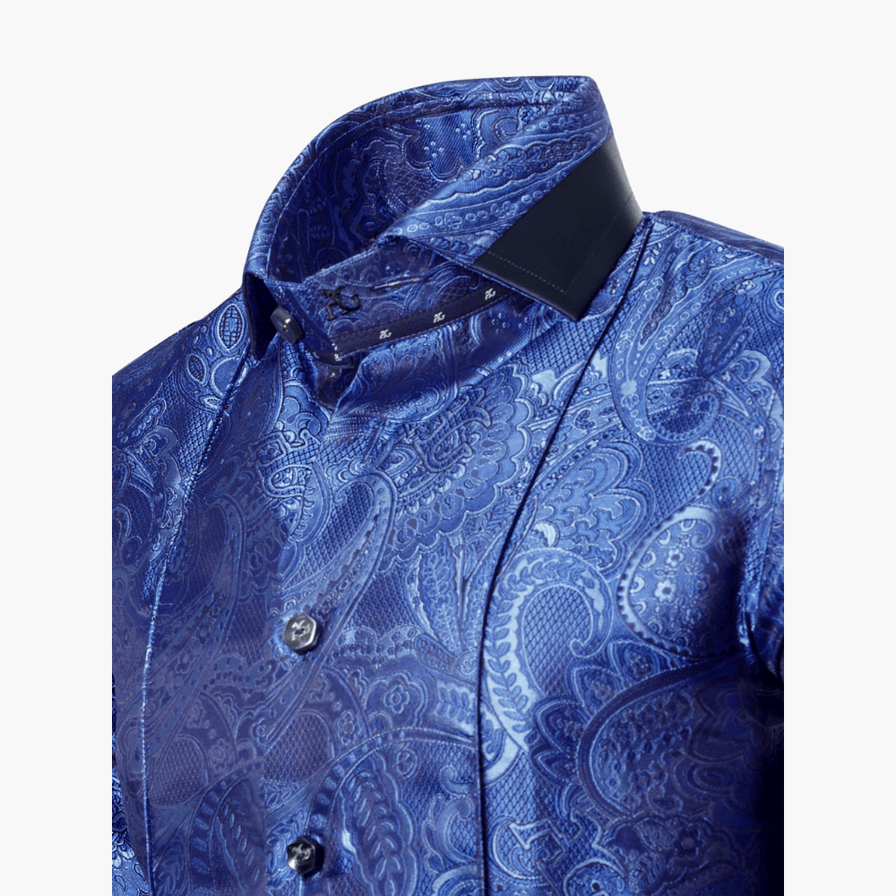 Angelo Galasso Blue Paisley Mason Shirt - Angelo Galasso - Luxury Italian Menswear London