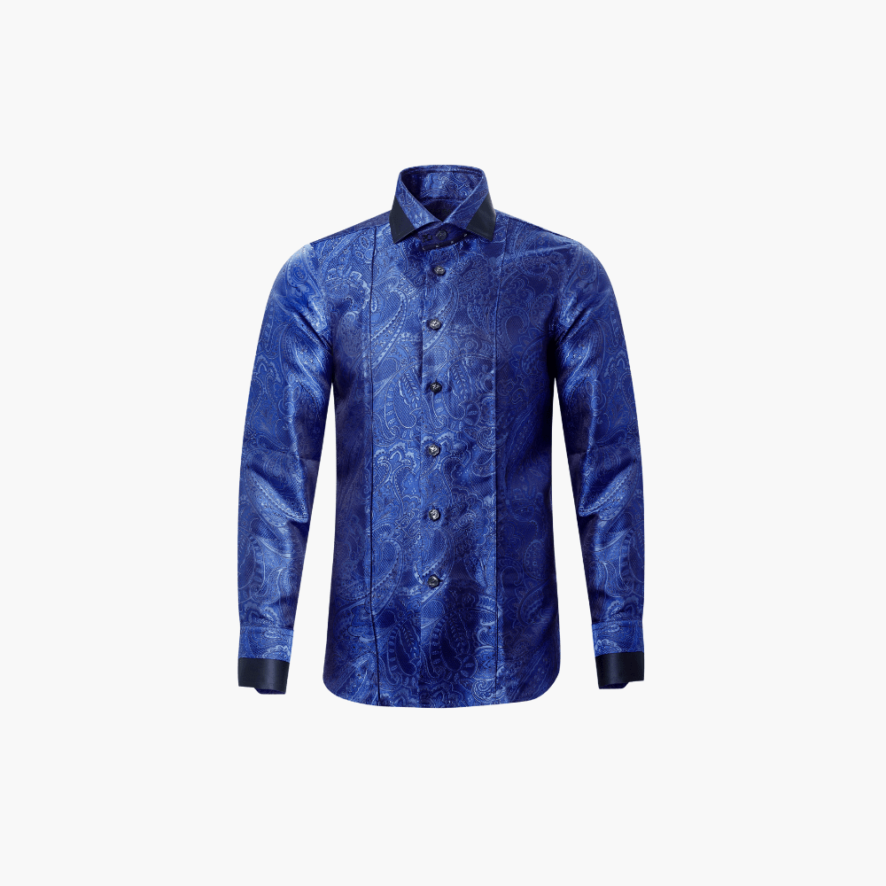 Angelo Galasso Blue Paisley Mason Shirt - Angelo Galasso - Luxury Italian Menswear London