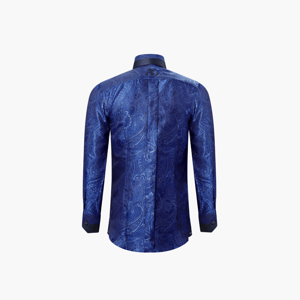 Angelo Galasso Blue Paisley Mason Shirt - Angelo Galasso - Luxury Italian Menswear London