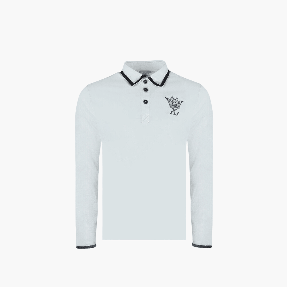 White Crown Long-Sleeve Frisee Polo - Angelo Galasso - Luxury Italian Menswear London