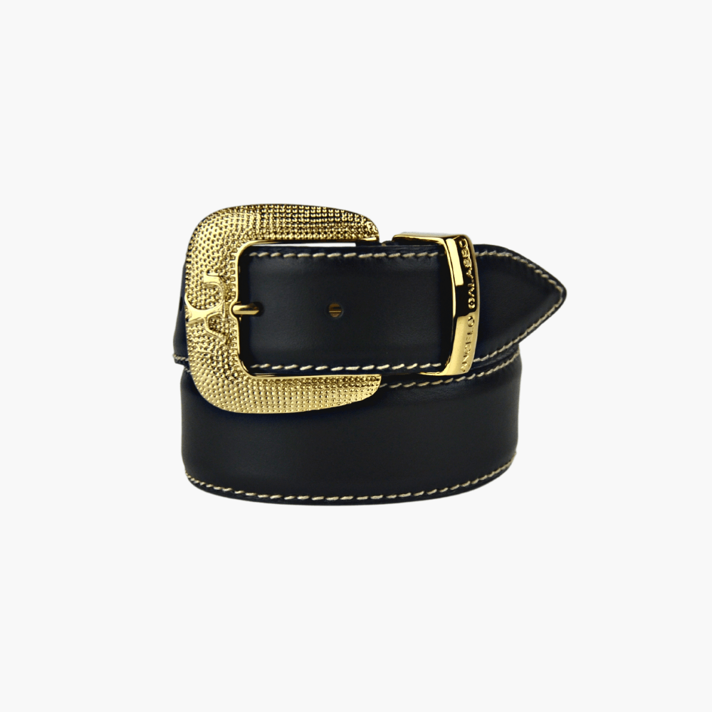 Angelo Galasso Black Calfskin Belts - Angelo Galasso - Luxury Italian Menswear London