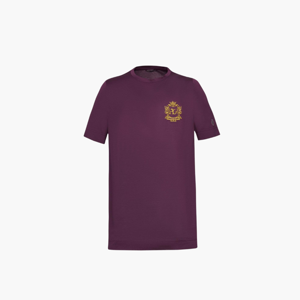 Burgundy & Gold Cotton Shield T-Shirt - A11MR17002