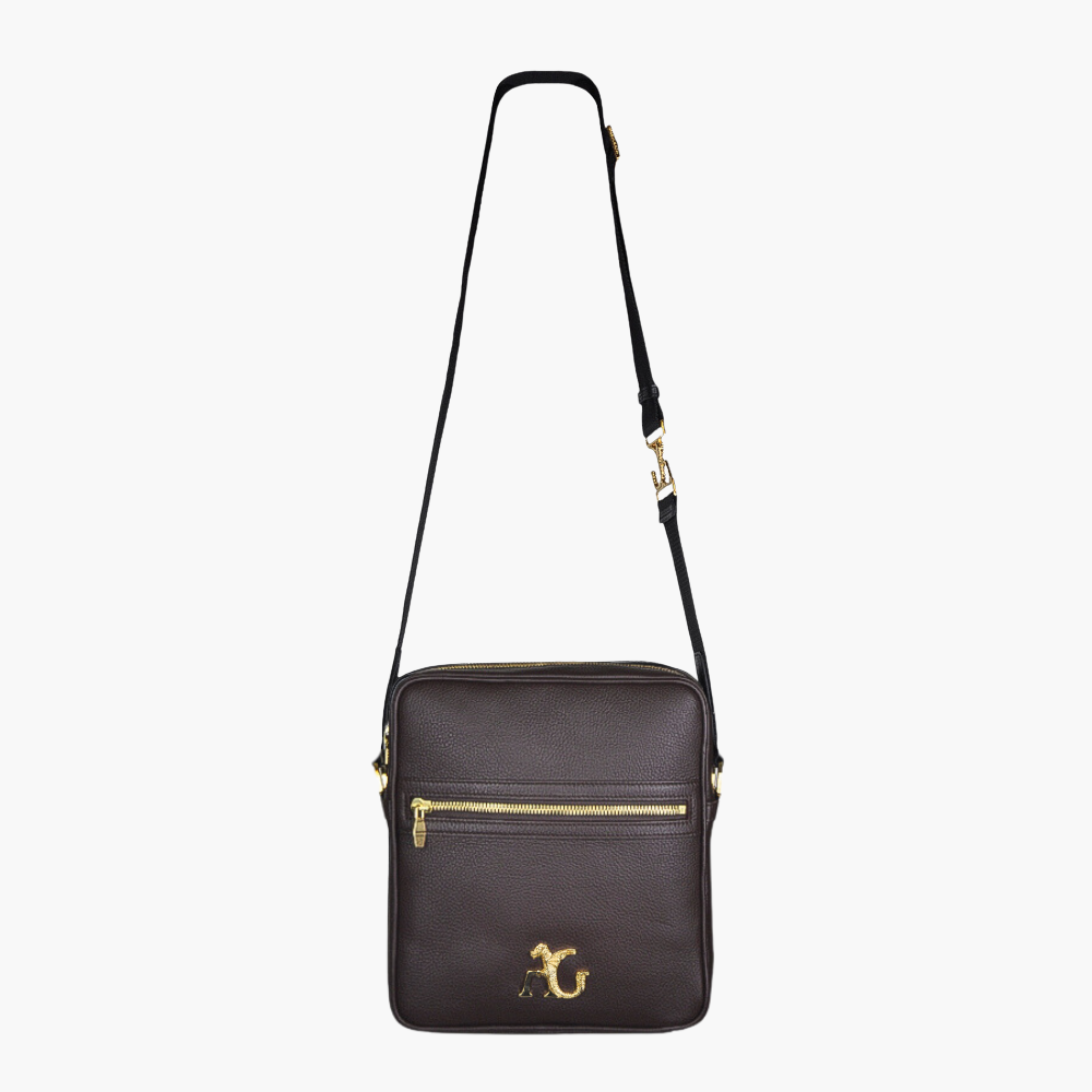 Brown Dollarino Leather Messenger Bag - AG23WBMES01