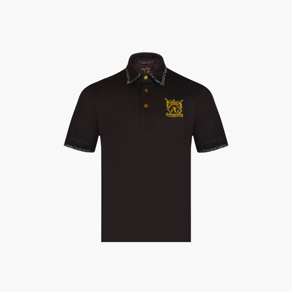 Brown Hexagonal Frisee Polo - AG22WTPLO04FL