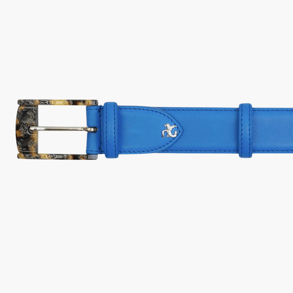 Royal Blue Calfskin Belt - Angelo Galasso - Luxury Italian Menswear London