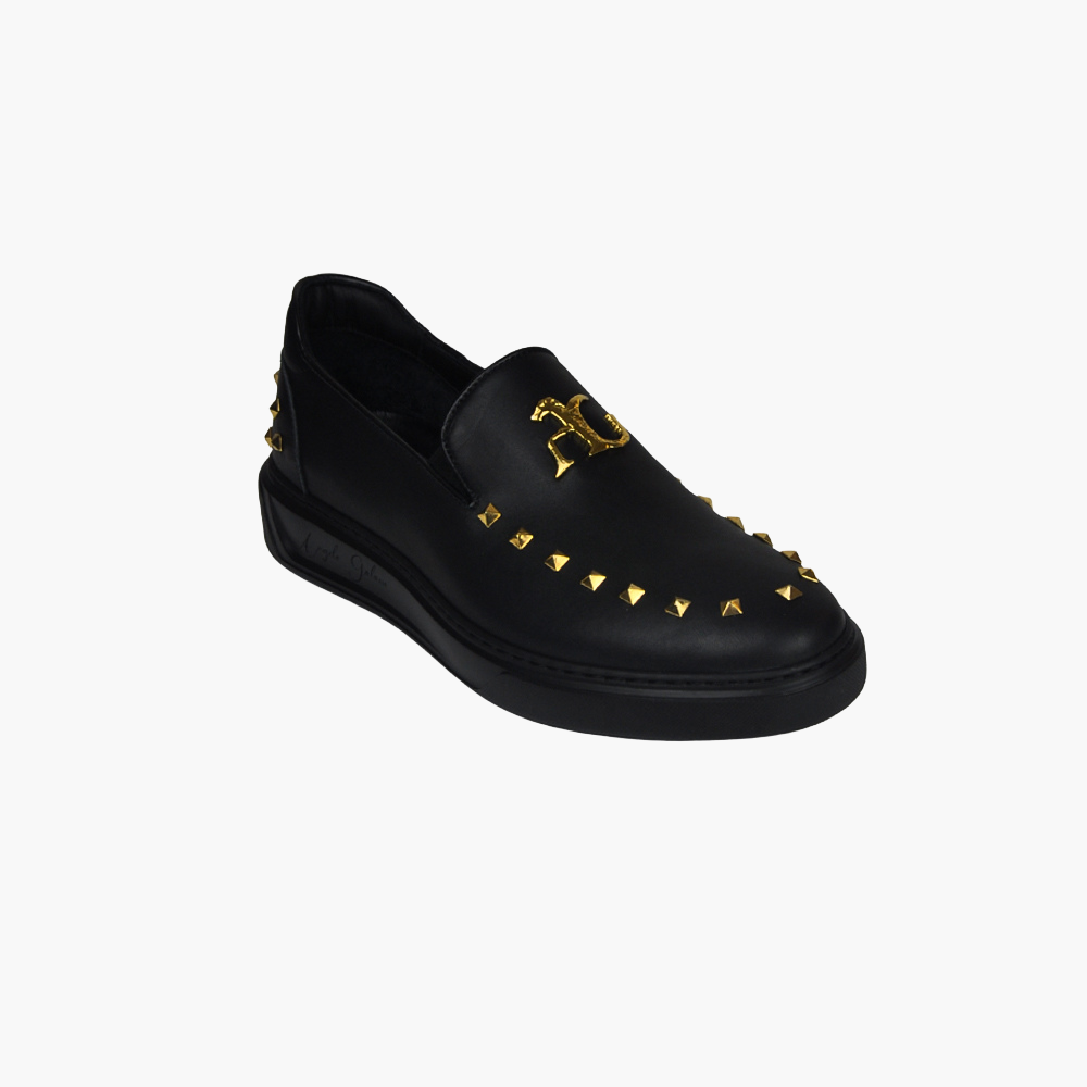 Black Gold Studs Slip-on Shoes - AG23SSCAF02FL