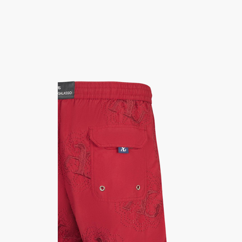 Red Swimming Shorts with Flower - AG18SQSWI2