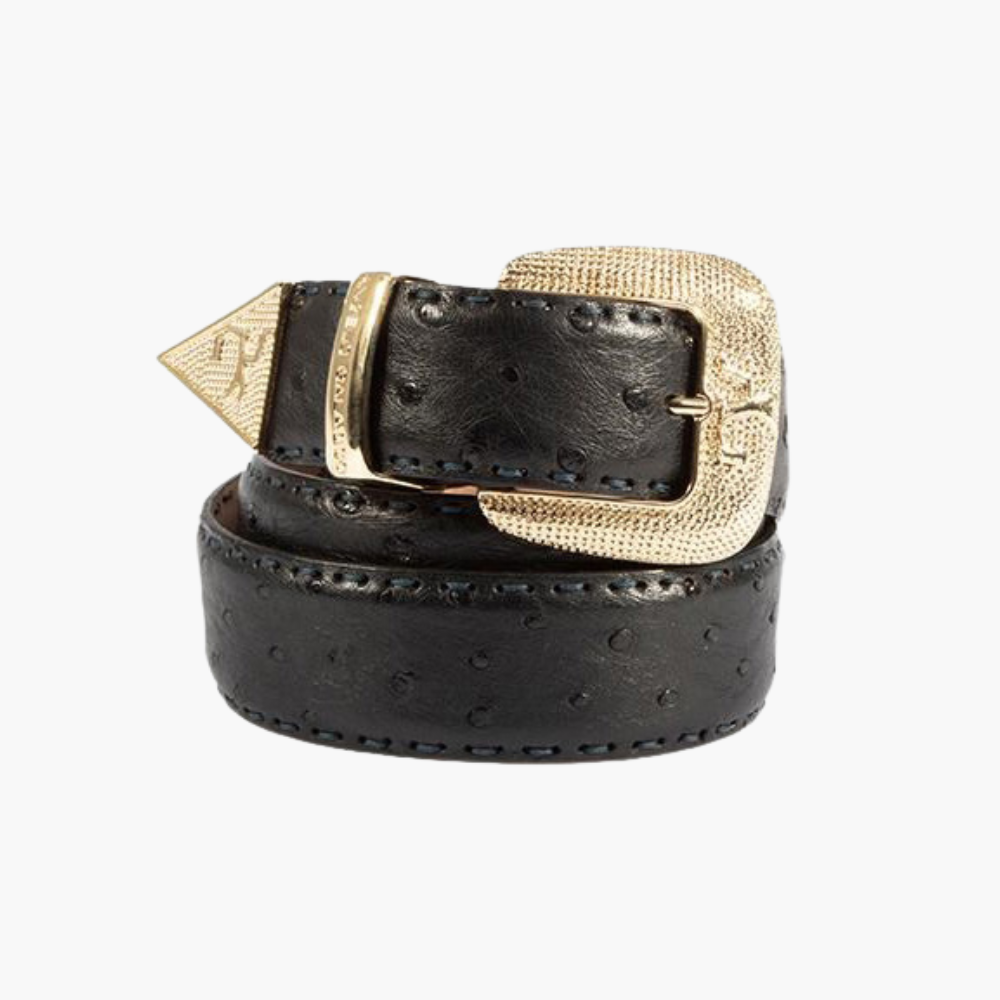 Black Ostrich Belt - 17SCCOL05F