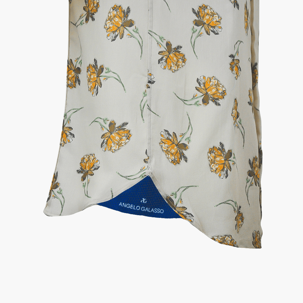 Brown Floral Short Sleeves Shirt - Angelo Galasso - Luxury Italian Menswear London