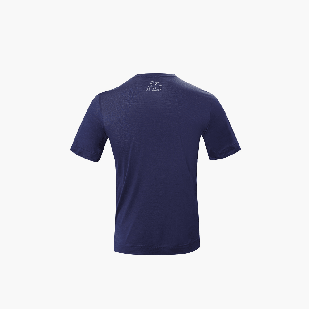 Navy & Platinum Cotton AG Dragoon Logo T-Shirt - Angelo Galasso - Luxury Italian Menswear London