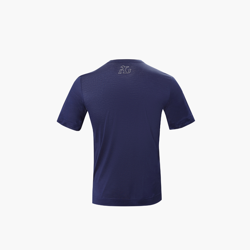 Navy & Platinum Cotton AG Dragoon Logo T-Shirt -