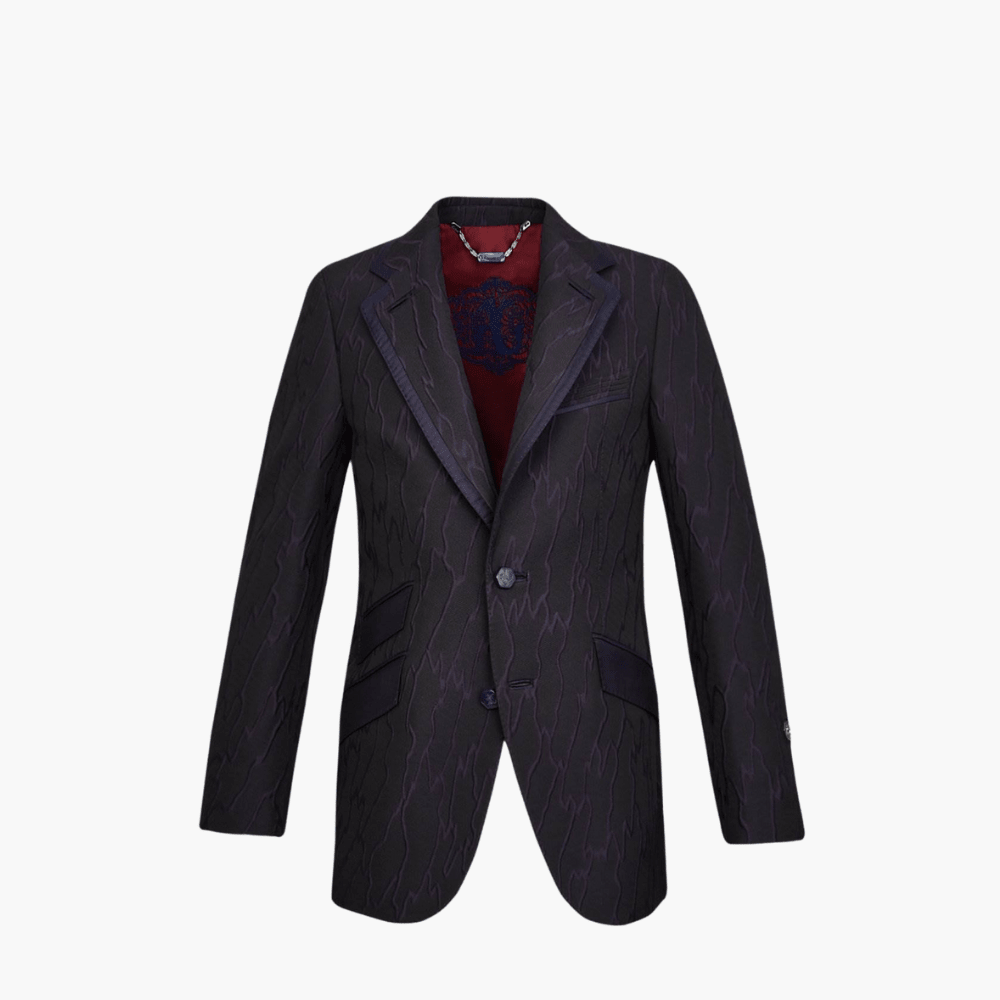 Blue Wood Effect Blazer - Angelo Galasso - Luxury Italian Menswear London