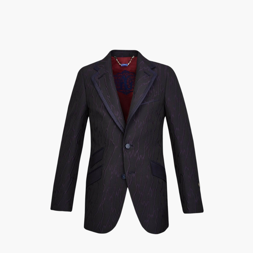 Blue Wood Effect Blazer - 19W2RIV03