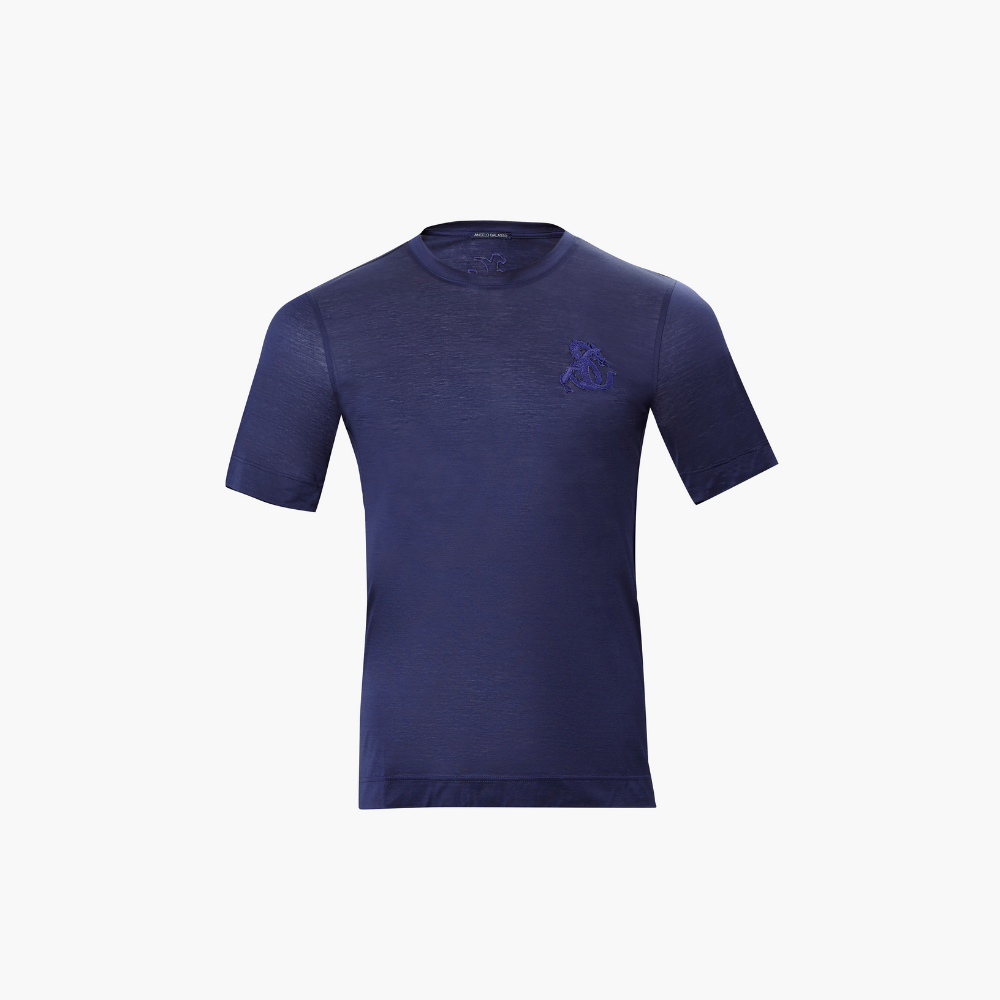 Navy & Navy Cotton AG Dragoon Logo T-Shirt -