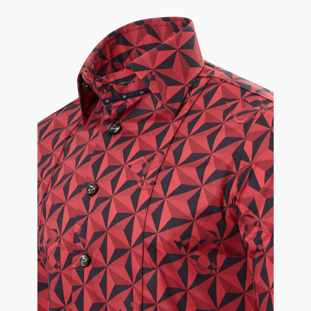 Red Geometric Print Corleone Shirt