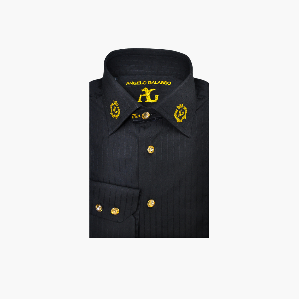 Black Stripes Gold Alloro Corleone Shirt - AG24S1HAS28