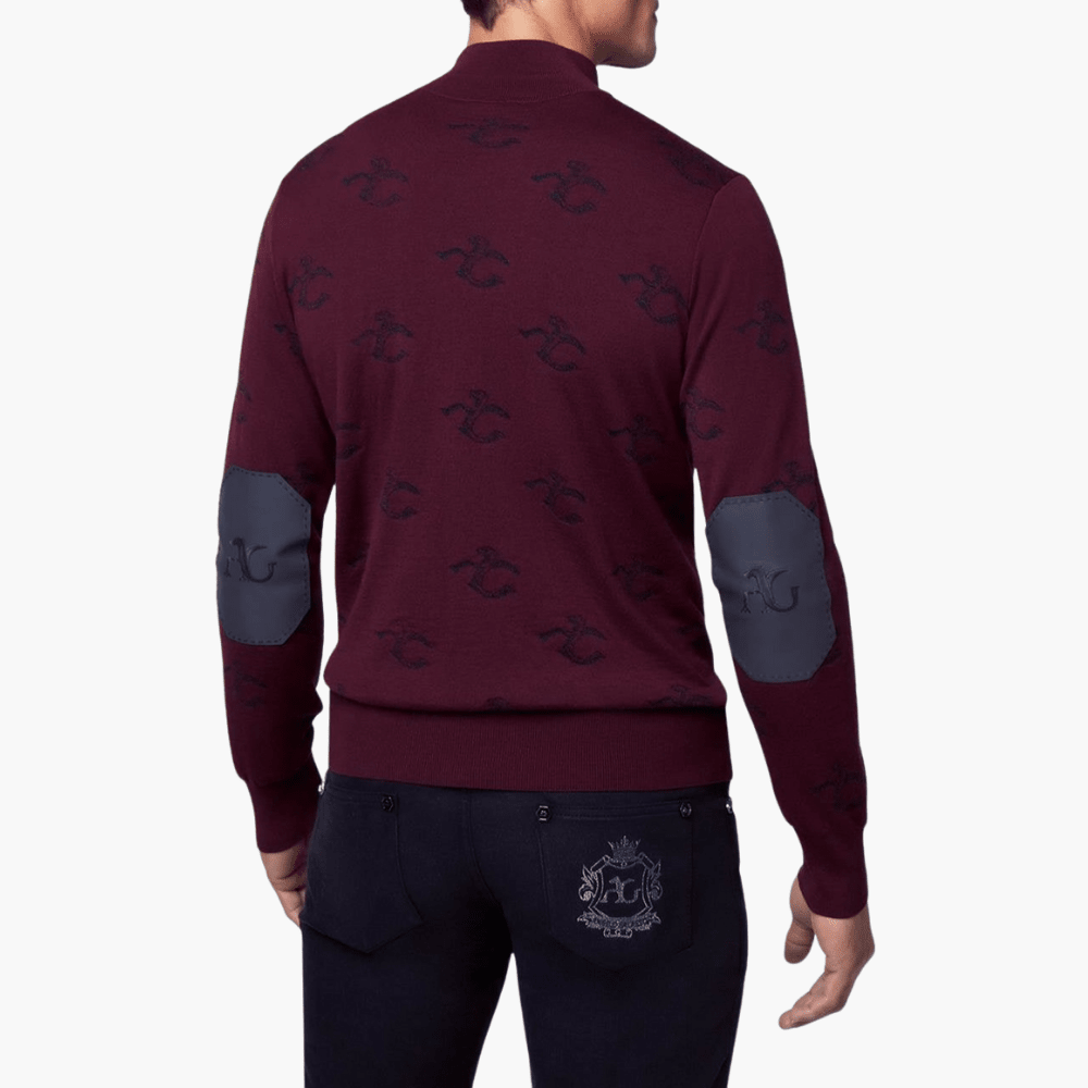 Burgundy Wool & Cashmere Monogram Turtle Neck - Angelo Galasso - Luxury Italian Menswear London