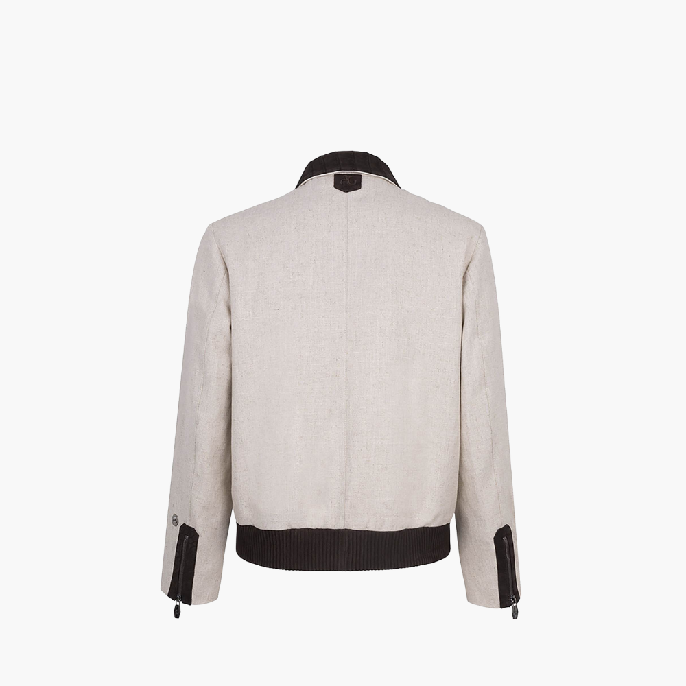 Beige Linen Jacket with Alligator Skin Inserts