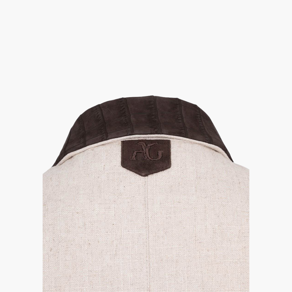 Beige Linen Jacket with Alligator Skin Inserts