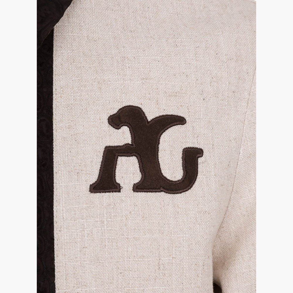 Beige Linen Jacket with Alligator Skin Inserts