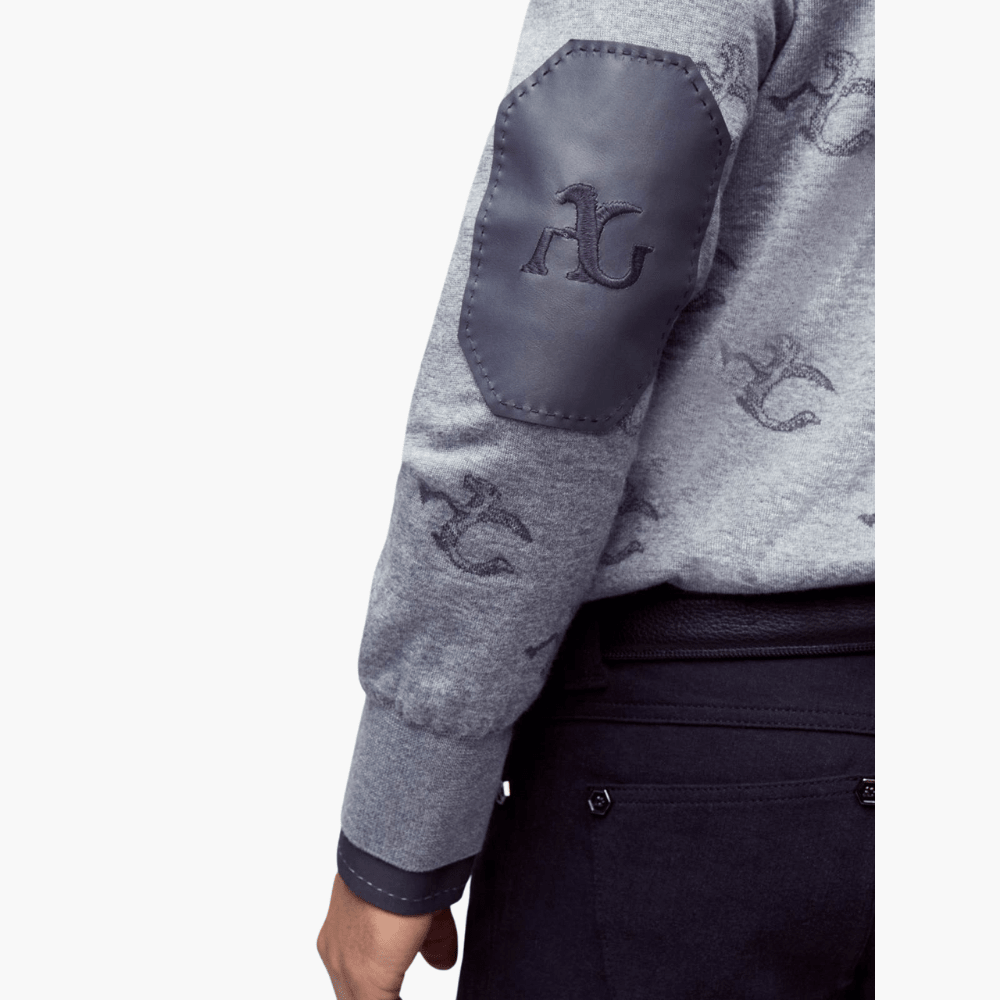 Grey Wool & Cashmere Monogram Turtle Neck - Angelo Galasso - Luxury Italian Menswear London