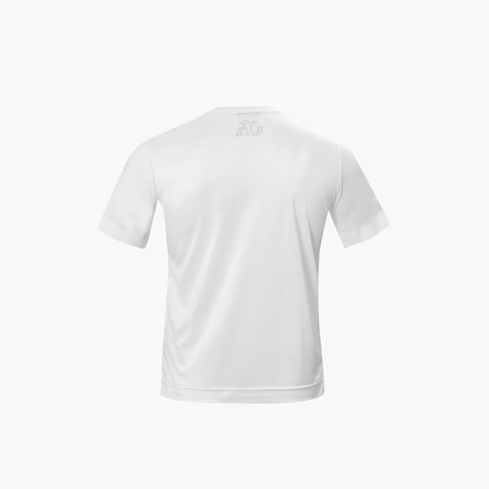 White & Grey Cotton AG Dragoon Logo T-Shirt - Angelo Galasso - Luxury Italian Menswear London