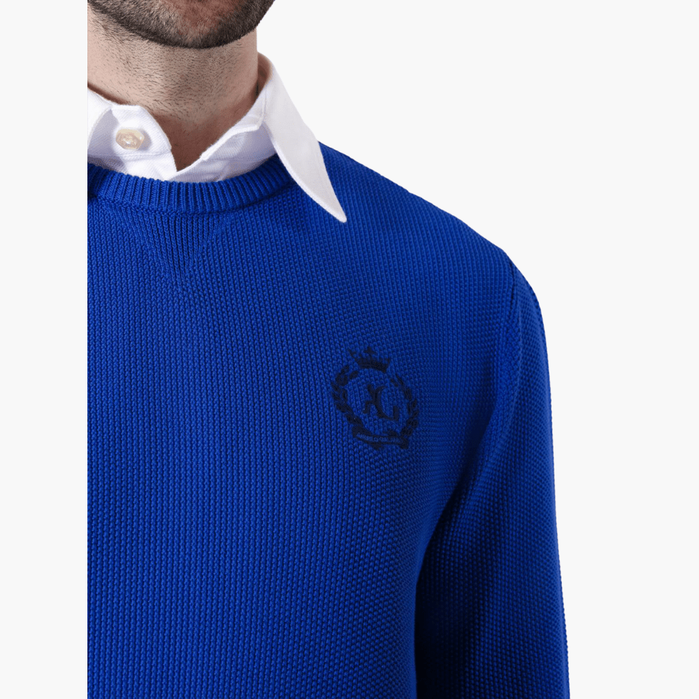 Blue Cotton Summer Jumper - Angelo Galasso - Luxury Italian Menswear London
