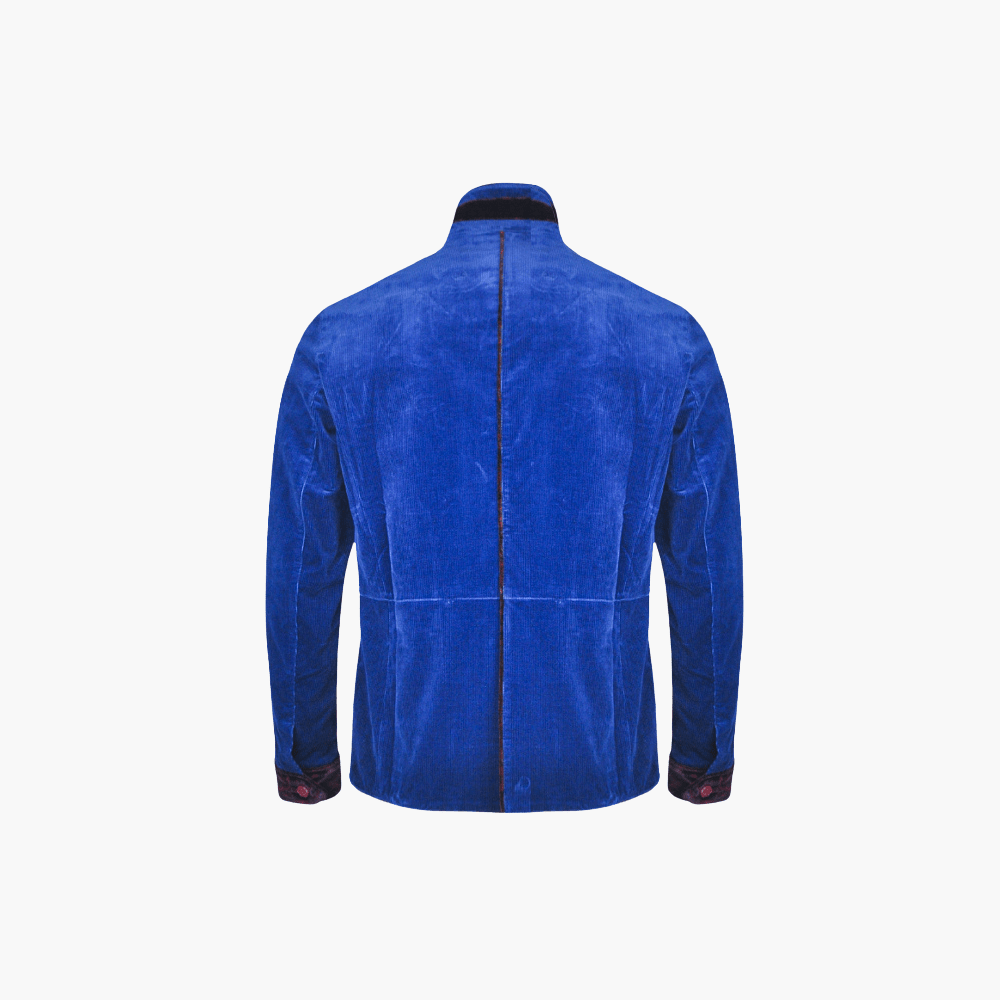 Blue Corduroy Sahariana Jacket - Angelo Galasso - Luxury Italian Menswear London