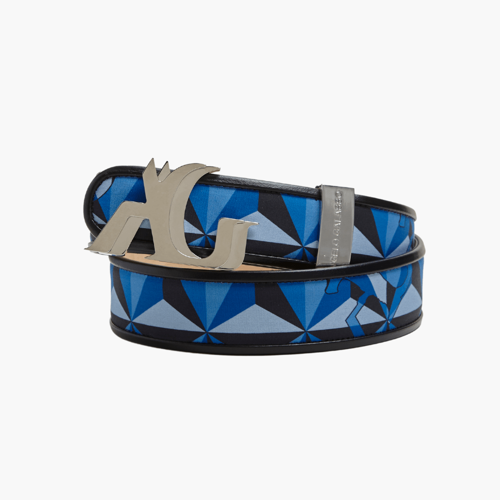 Printed Cotton Belt with Double AG Gold Buckle - Angelo Galasso - Luxury Italian Menswear London