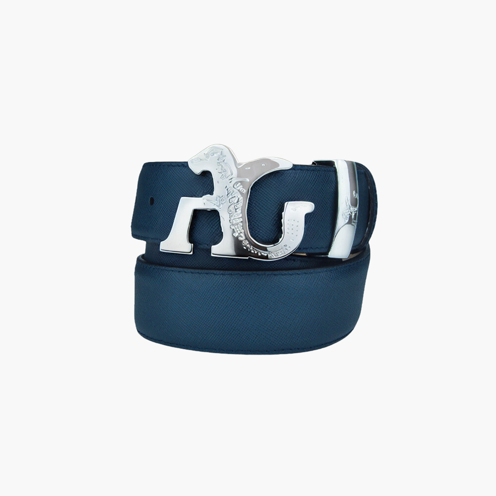Blue Calfskin Belt with AG Buckle - AG23WCCOL02