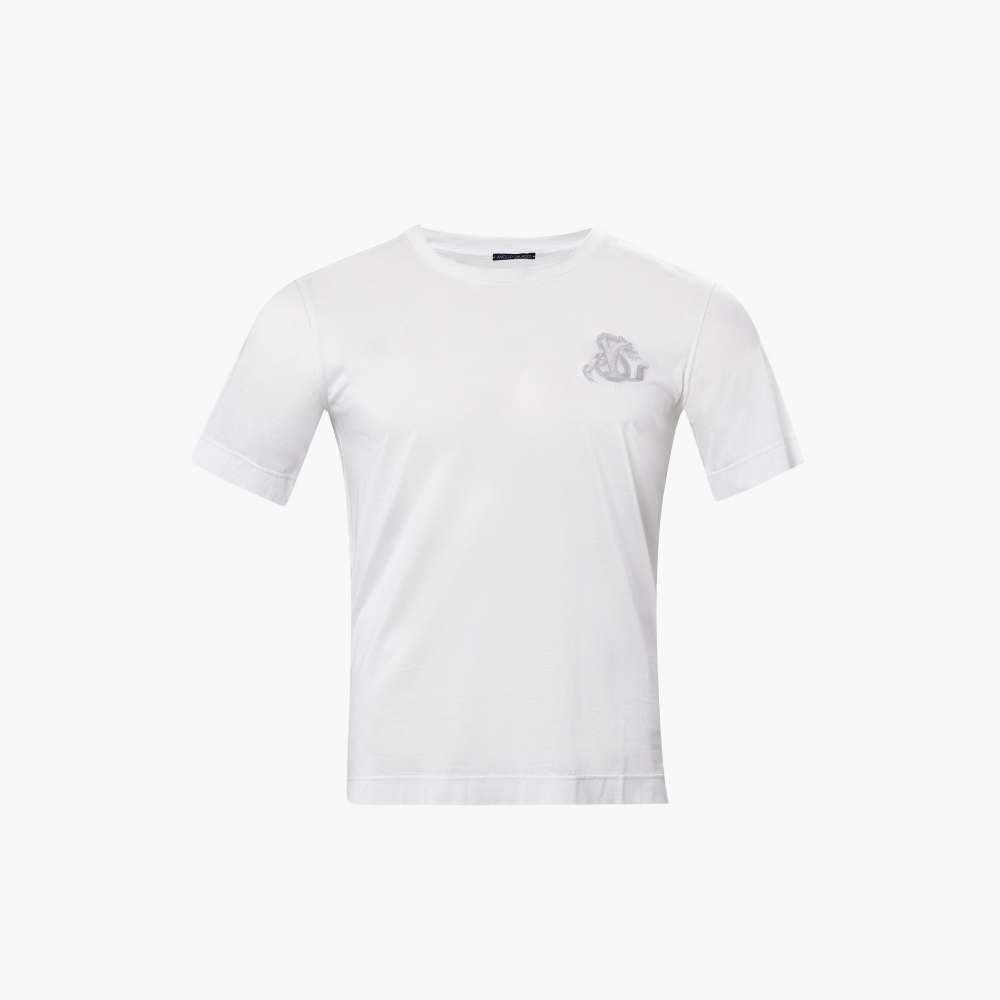 White & Grey Cotton AG Dragoon Logo T-Shirt - B11MR17001