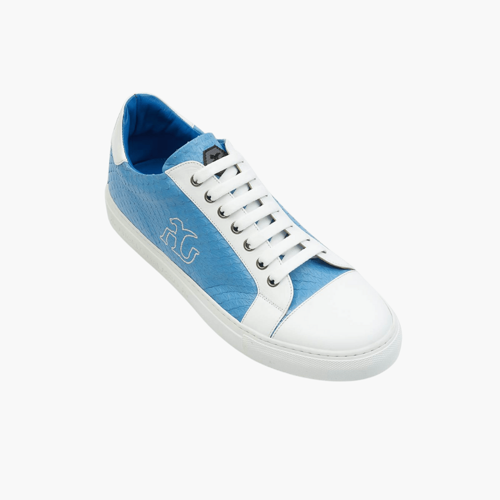 Blue Exotic Skin Trainers - Angelo Galasso - Luxury Italian Menswear London